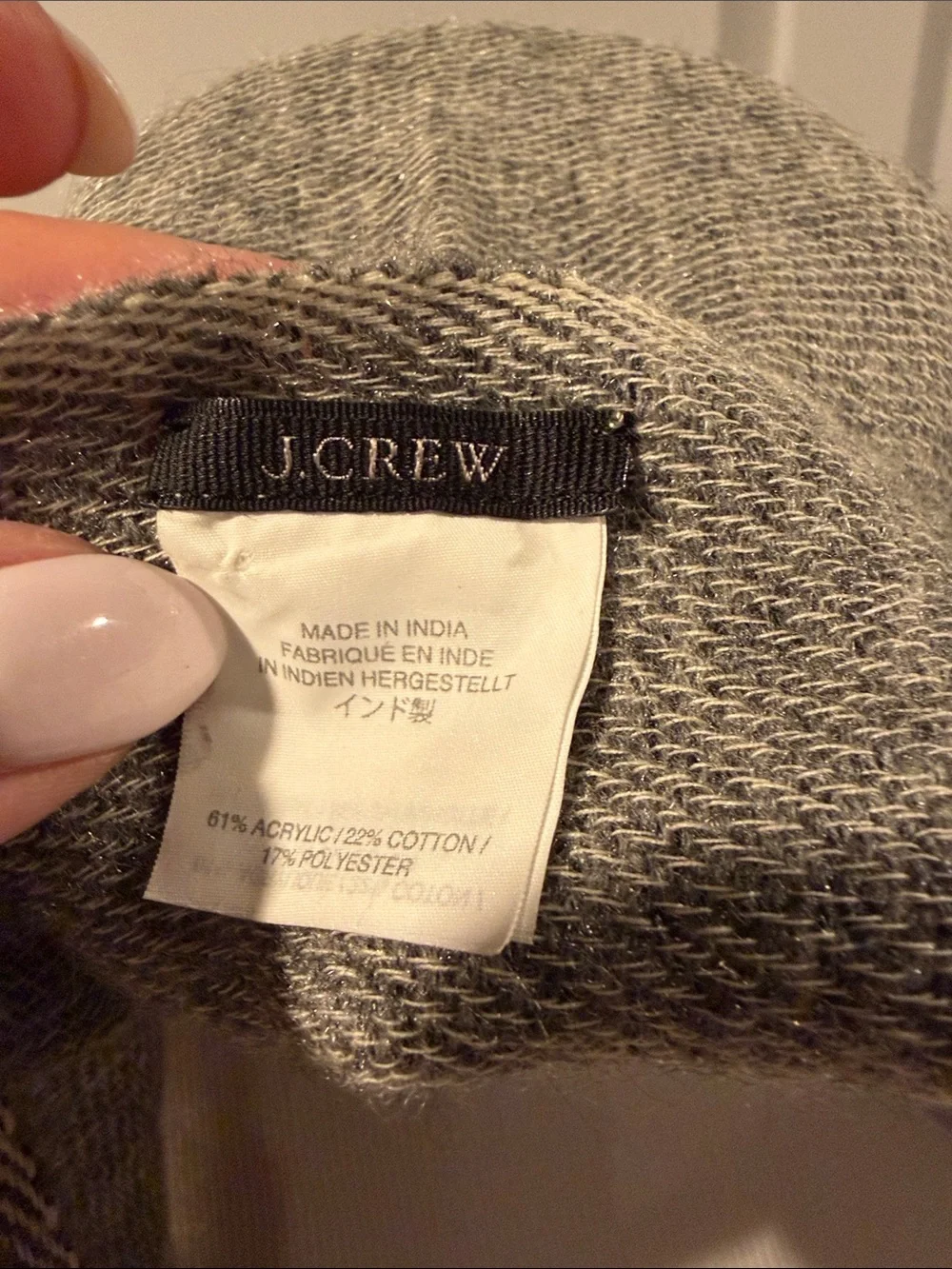 J. Crew Gray and Red Striped Knit Poncho